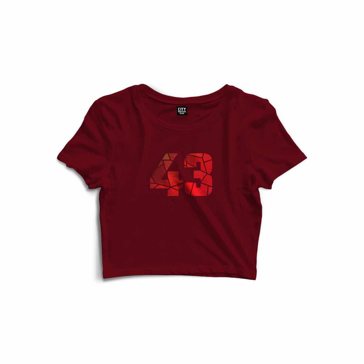 43 Number Women Crop Top (Maroon)