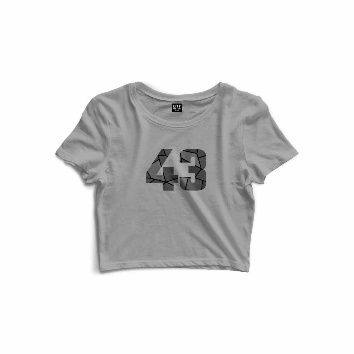 43 Number Women Crop Top (Melange Grey)