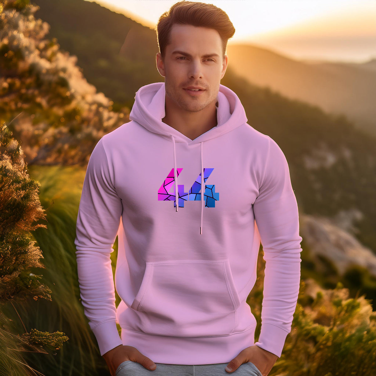 44 Number Unisex Hoodie (Light Pink)