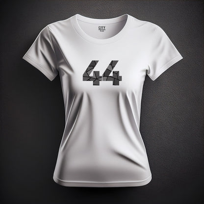44 Number Women T-Shirt (White) | Stylish Numeric Graphic Tee