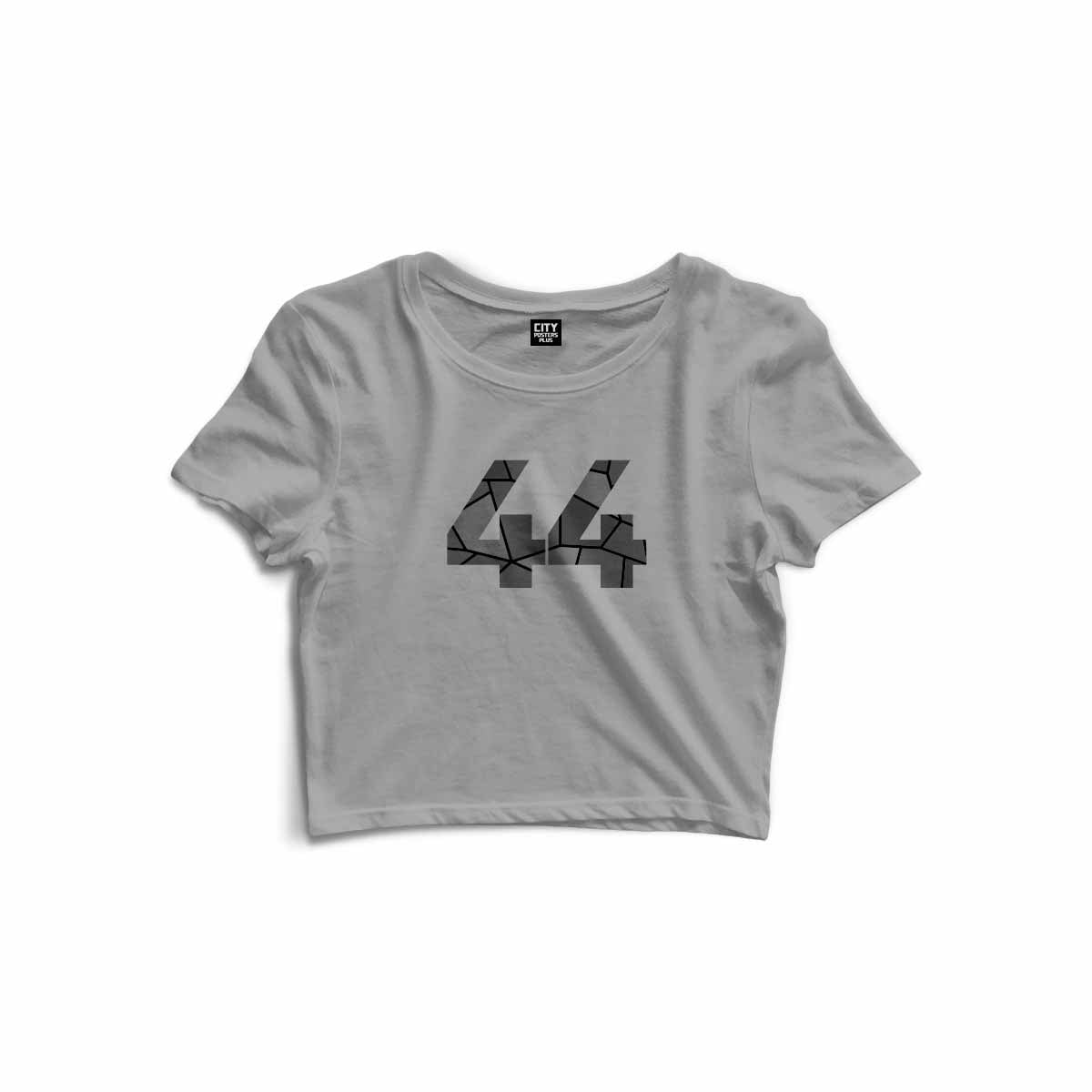 44 Number Women Crop Top (Melange Grey)