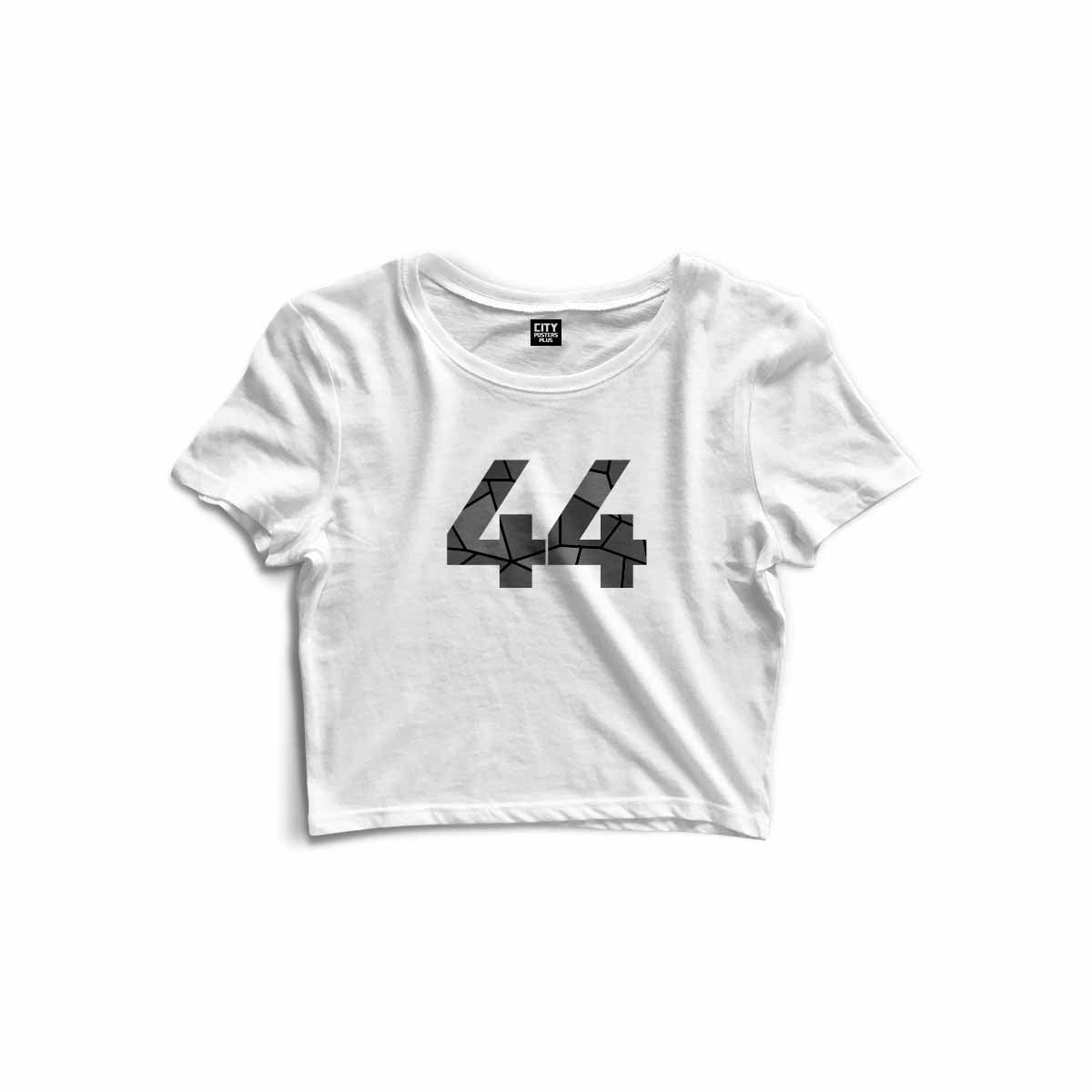 44 Number Women Crop Top (White)