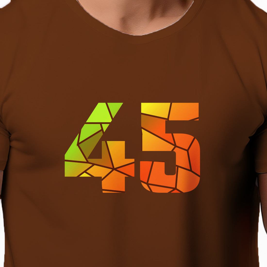 45 Number Men Unisex T-Shirt | Custom Number Graphic Tee (Brown)