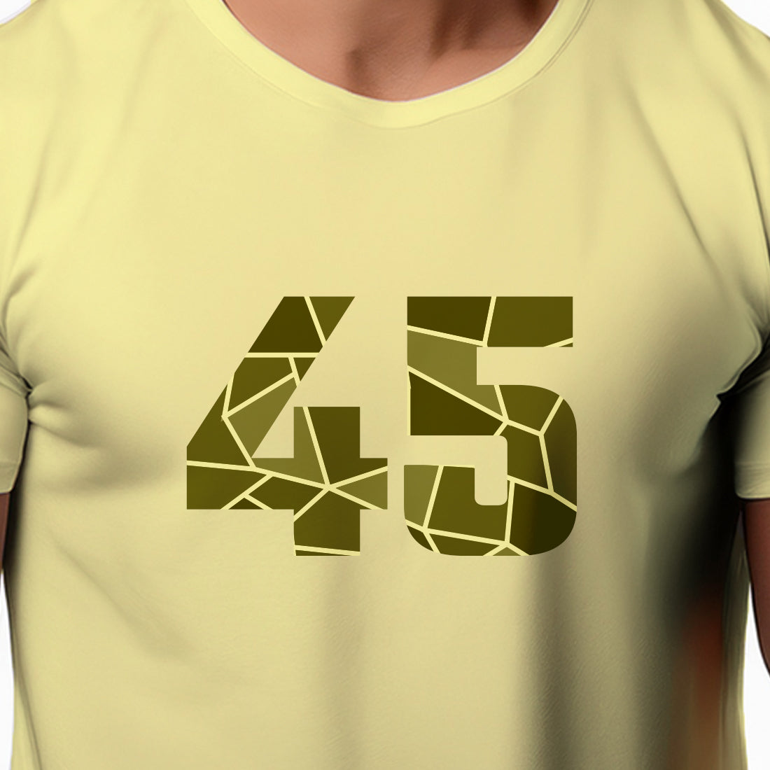 45 Number Men Unisex T-Shirt | Custom Number Graphic Tee (Butter Yellow)