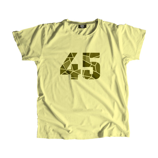 45 Number Men Unisex T-Shirt | Custom Number Graphic Tee (Butter Yellow)