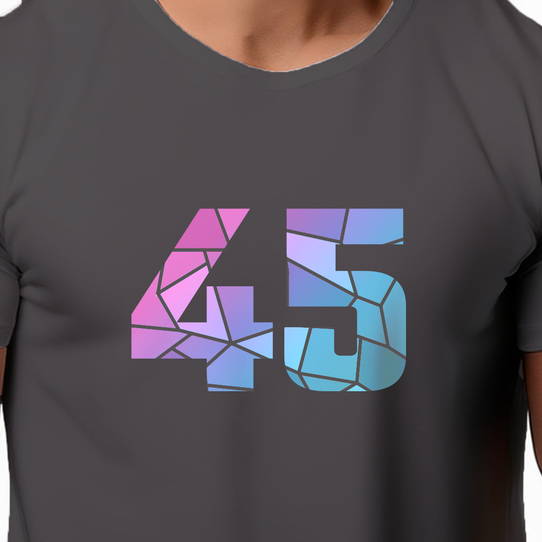 45 Number Men Unisex T-Shirt | Custom Number Graphic Tee (Charcoal Grey)