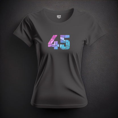 45 Number Women T-Shirt (Charcoal Grey) | Stylish Numeric Graphic Tee