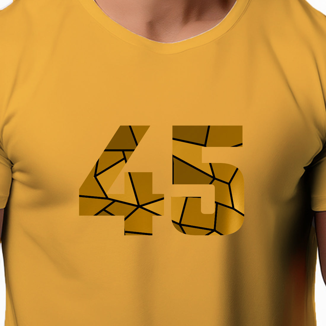 45 Number Men Unisex T-Shirt | Custom Number Graphic Tee (Golden Yellow)