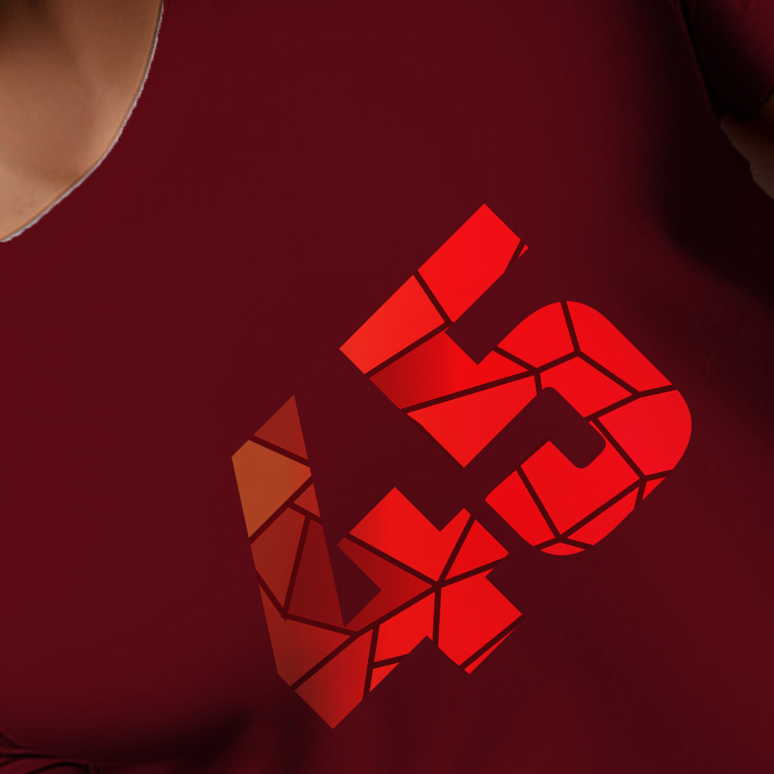 45 Number Men Unisex T-Shirt | Custom Number Graphic Tee (Maroon)
