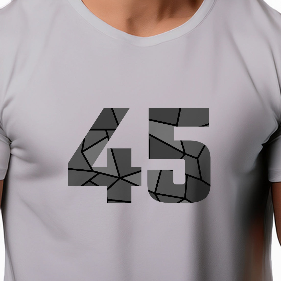 45 Number Men Unisex T-Shirt | Custom Number Graphic Tee (Melange Grey)