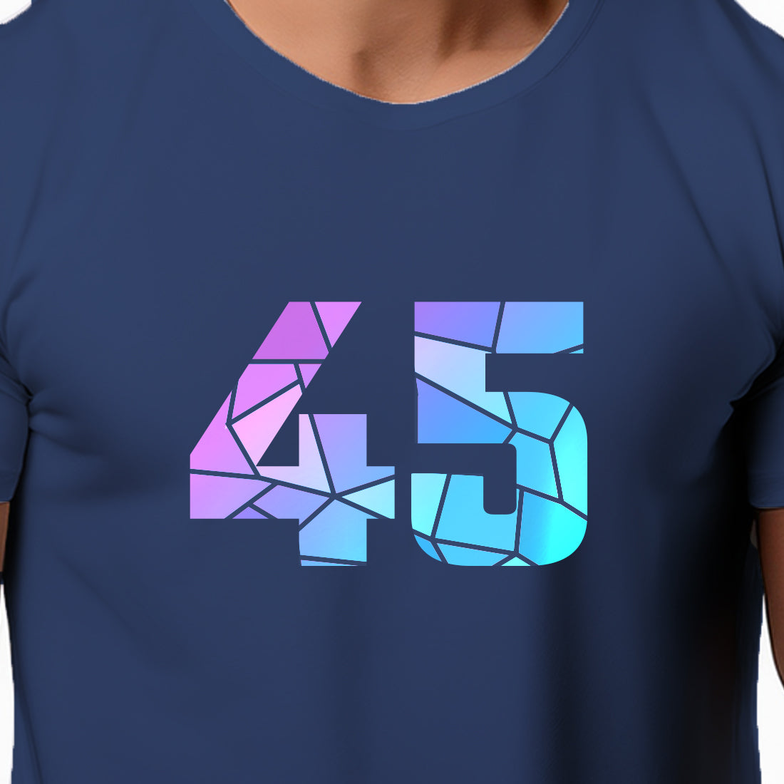 45 Number Men Unisex T-Shirt | Custom Number Graphic Tee (Navy Blue)