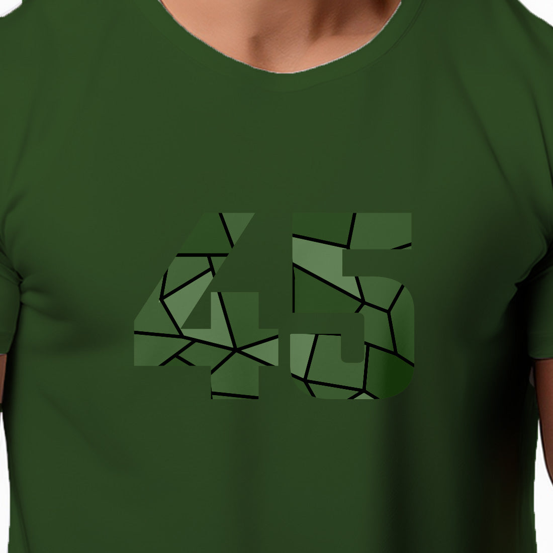 45 Number Men Unisex T-Shirt | Custom Number Graphic Tee (Olive Green)