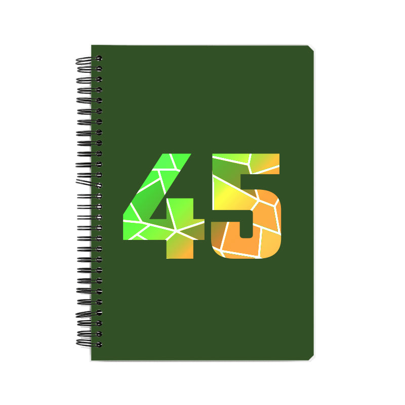 45 Number Notebook (Olive Green, A5 Size, 100 Pages, Ruled, 6 Pack)