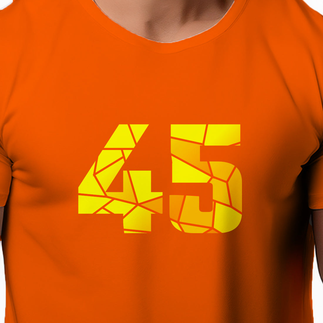 45 Number Men Unisex T-Shirt | Custom Number Graphic Tee (Orange)