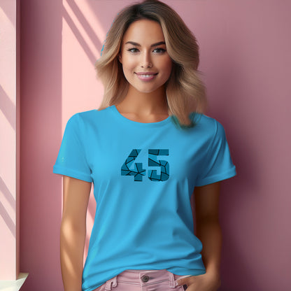 45 Number Women T-Shirt (Sky Blue) | Stylish Numeric Graphic Tee