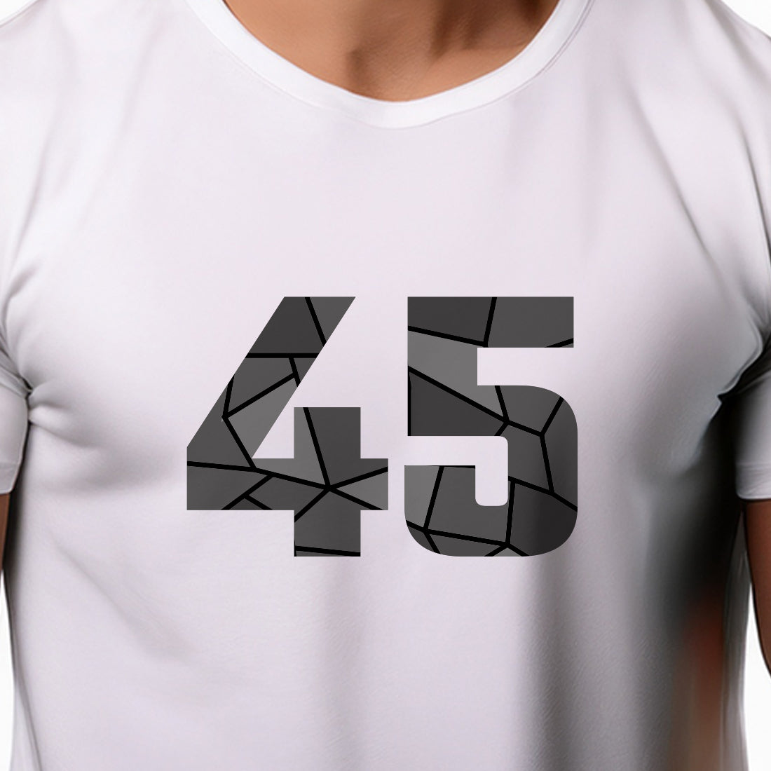 45 Number Men Unisex T-Shirt | Custom Number Graphic Tee (White)