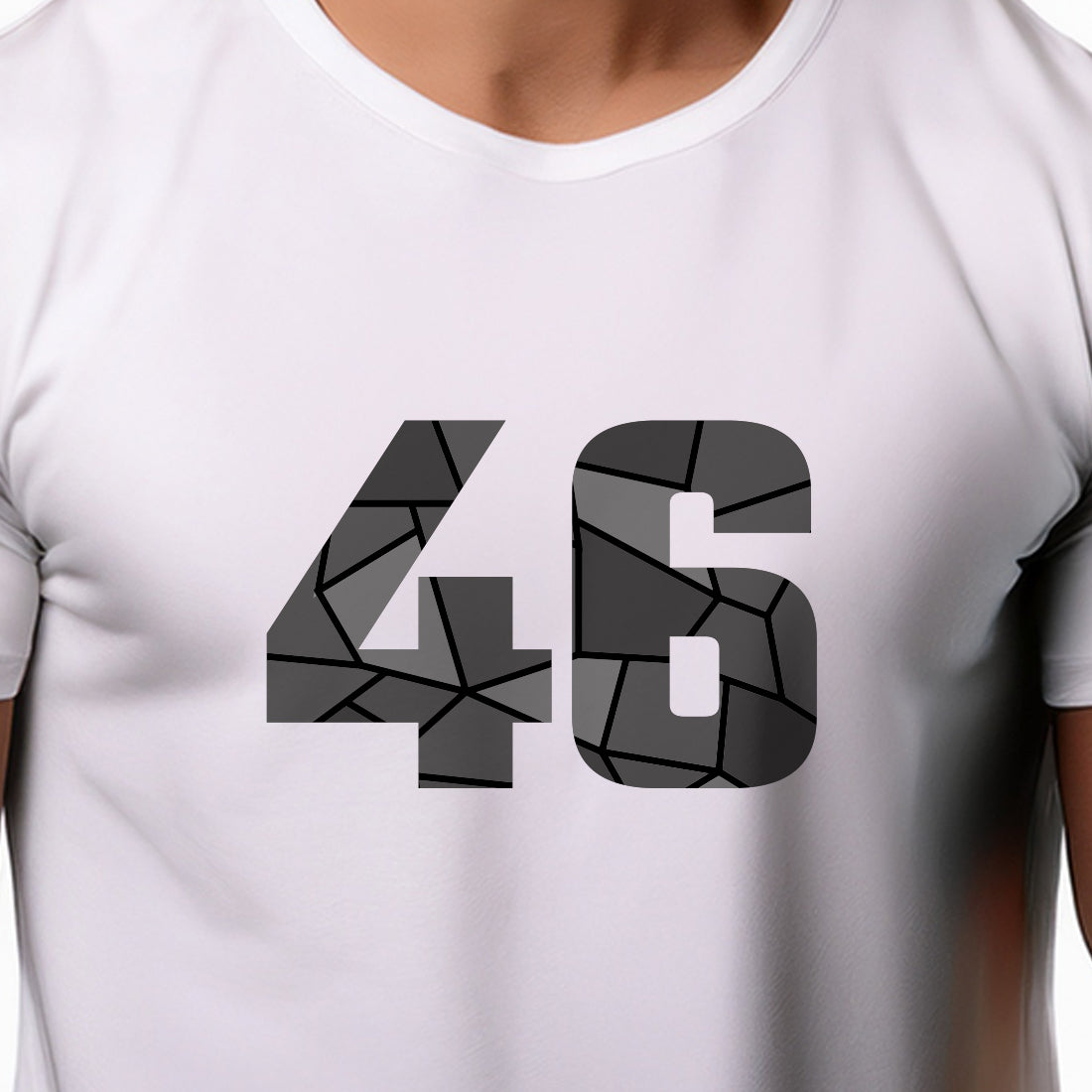 46 Number Men Unisex T-Shirt | Custom Number Graphic Tee (White)
