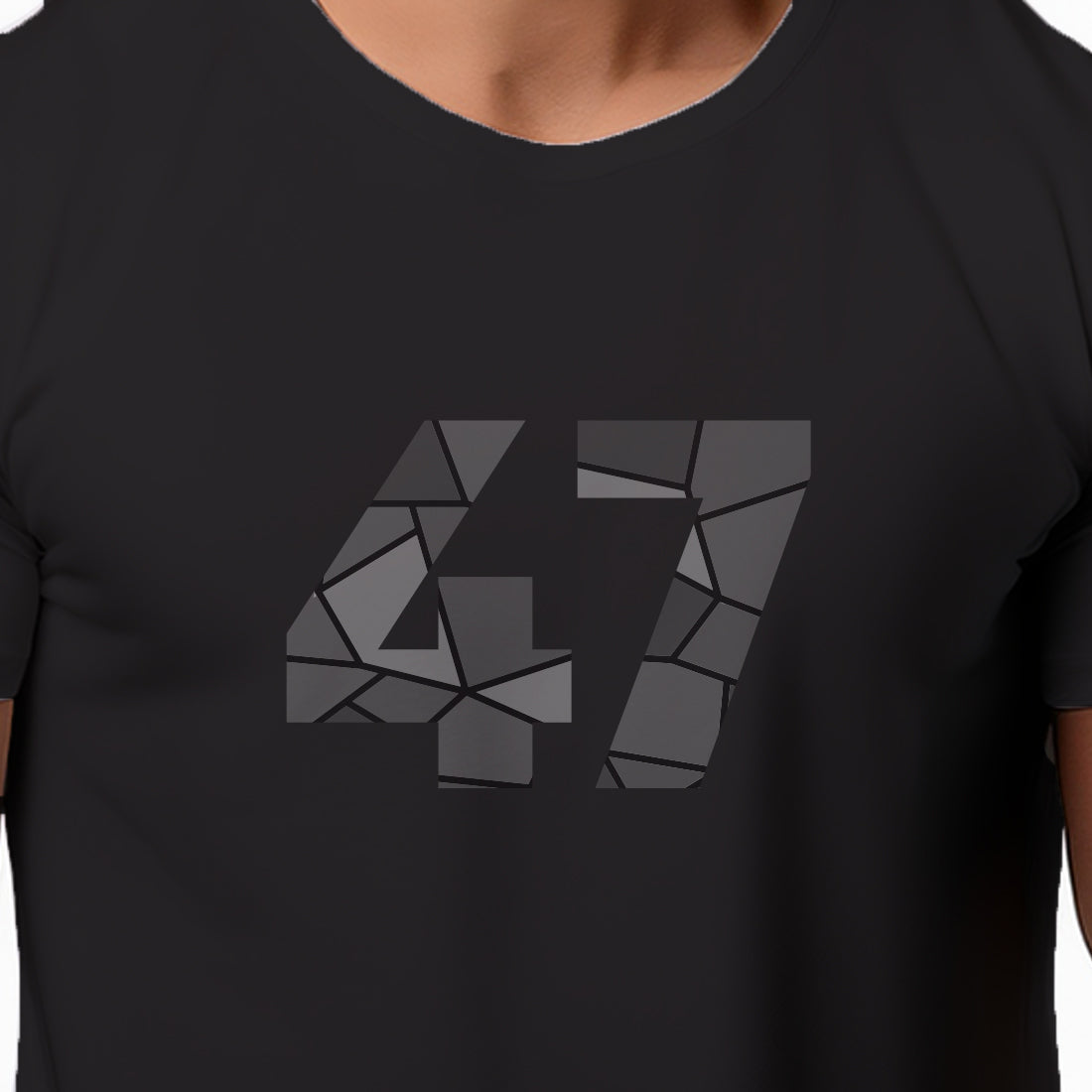 47 Number Men Unisex T-Shirt | Custom Number Graphic Tee (Black)