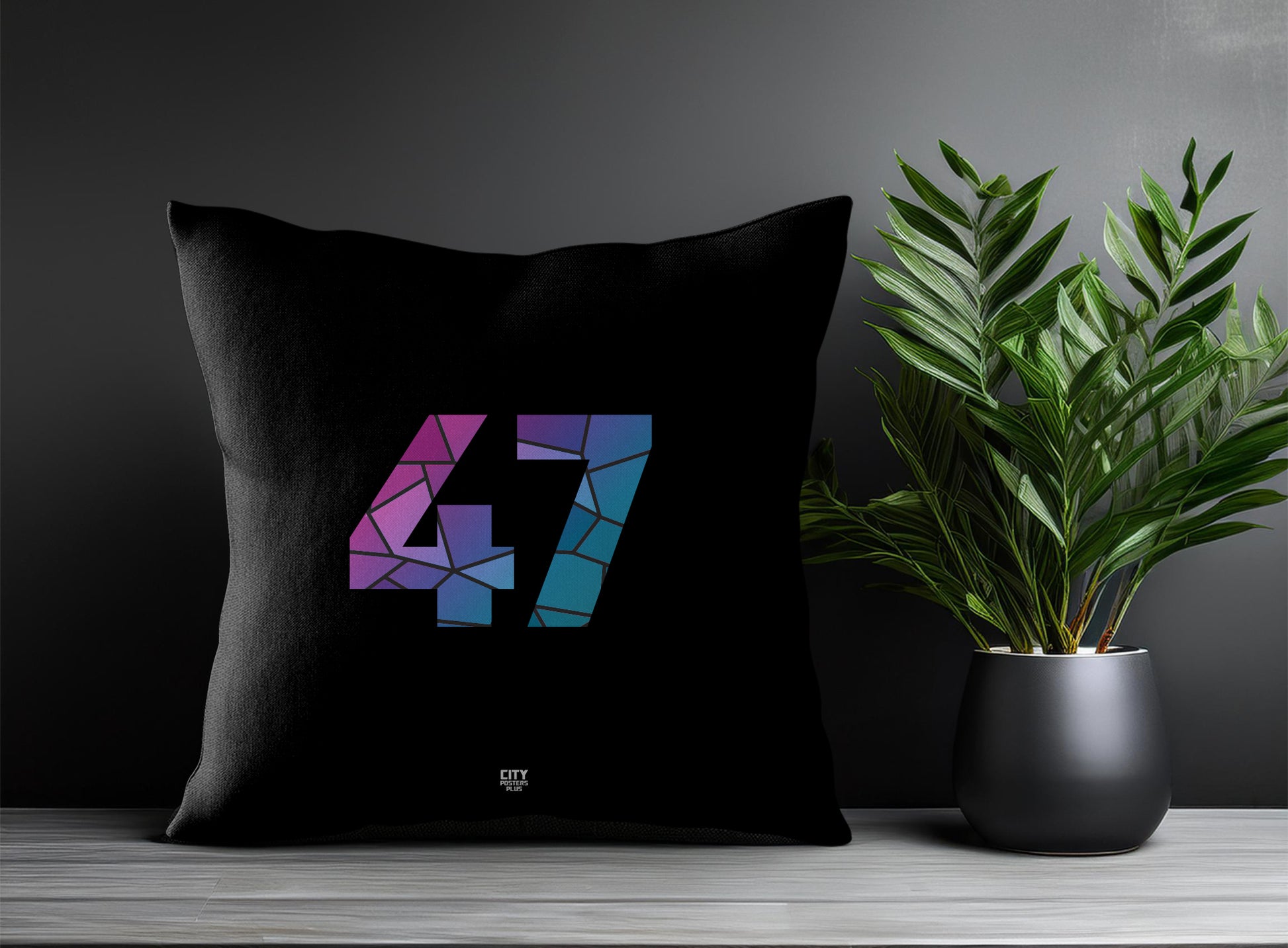 47 Number Pillow Case (Black)