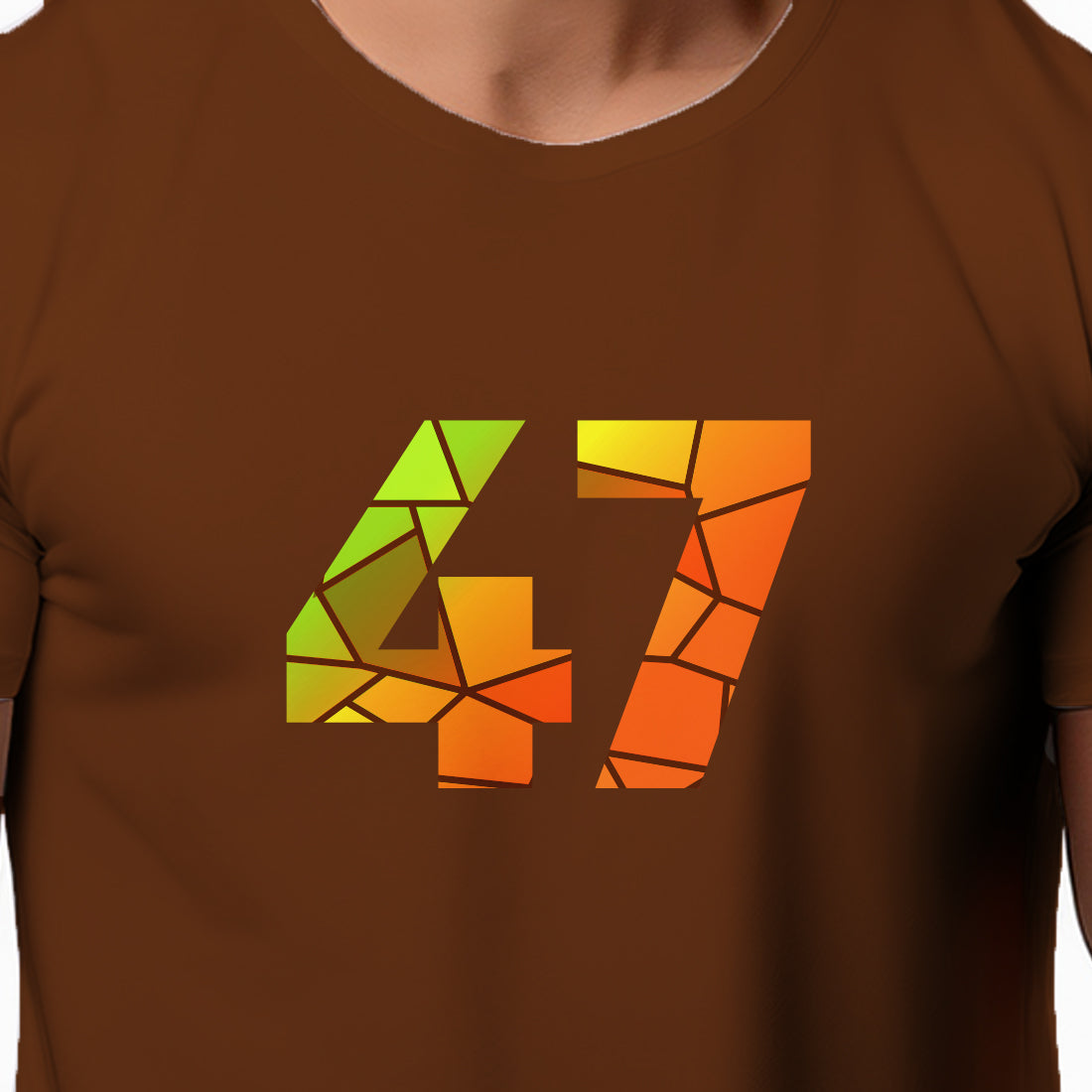 47 Number Men Unisex T-Shirt | Custom Number Graphic Tee (Brown)