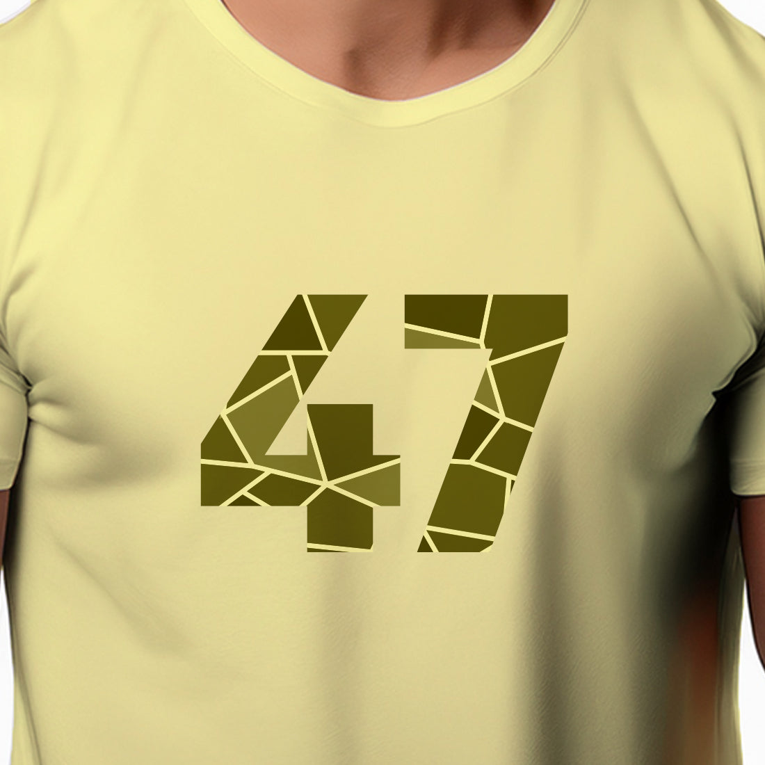 47 Number Men Unisex T-Shirt | Custom Number Graphic Tee (Butter Yellow)