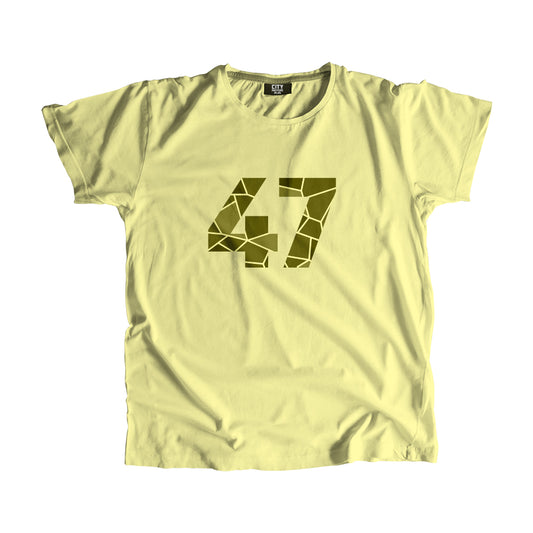 47 Number Men Unisex T-Shirt | Custom Number Graphic Tee (Butter Yellow)