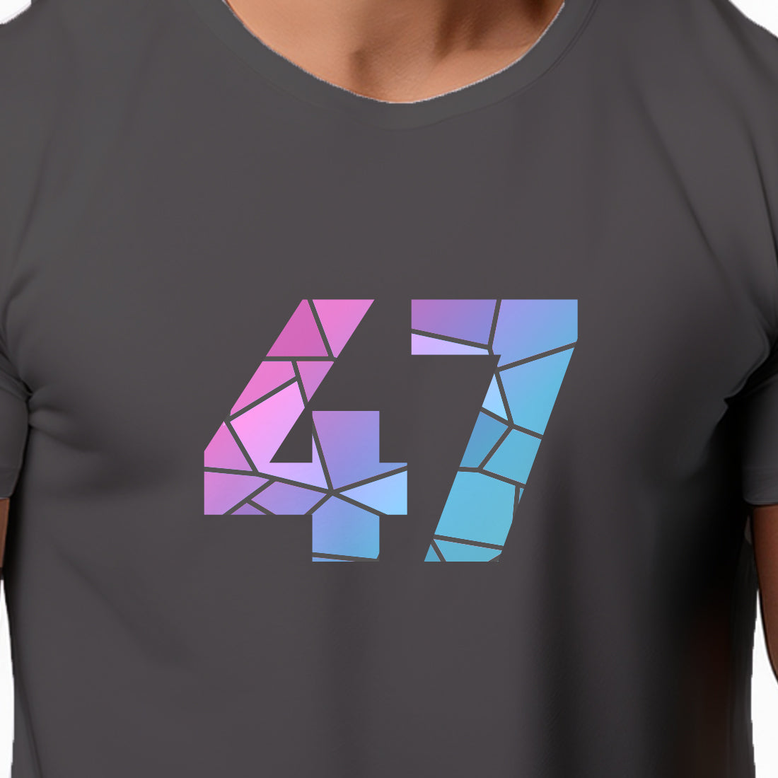 47 Number Men Unisex T-Shirt | Custom Number Graphic Tee (Charcoal Grey)