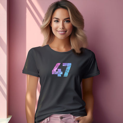 47 Number Women T-Shirt (Charcoal Grey) | Stylish Numeric Graphic Tee