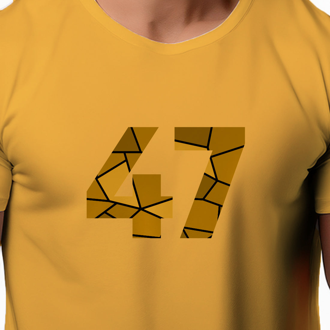47 Number Men Unisex T-Shirt | Custom Number Graphic Tee (Golden Yellow)