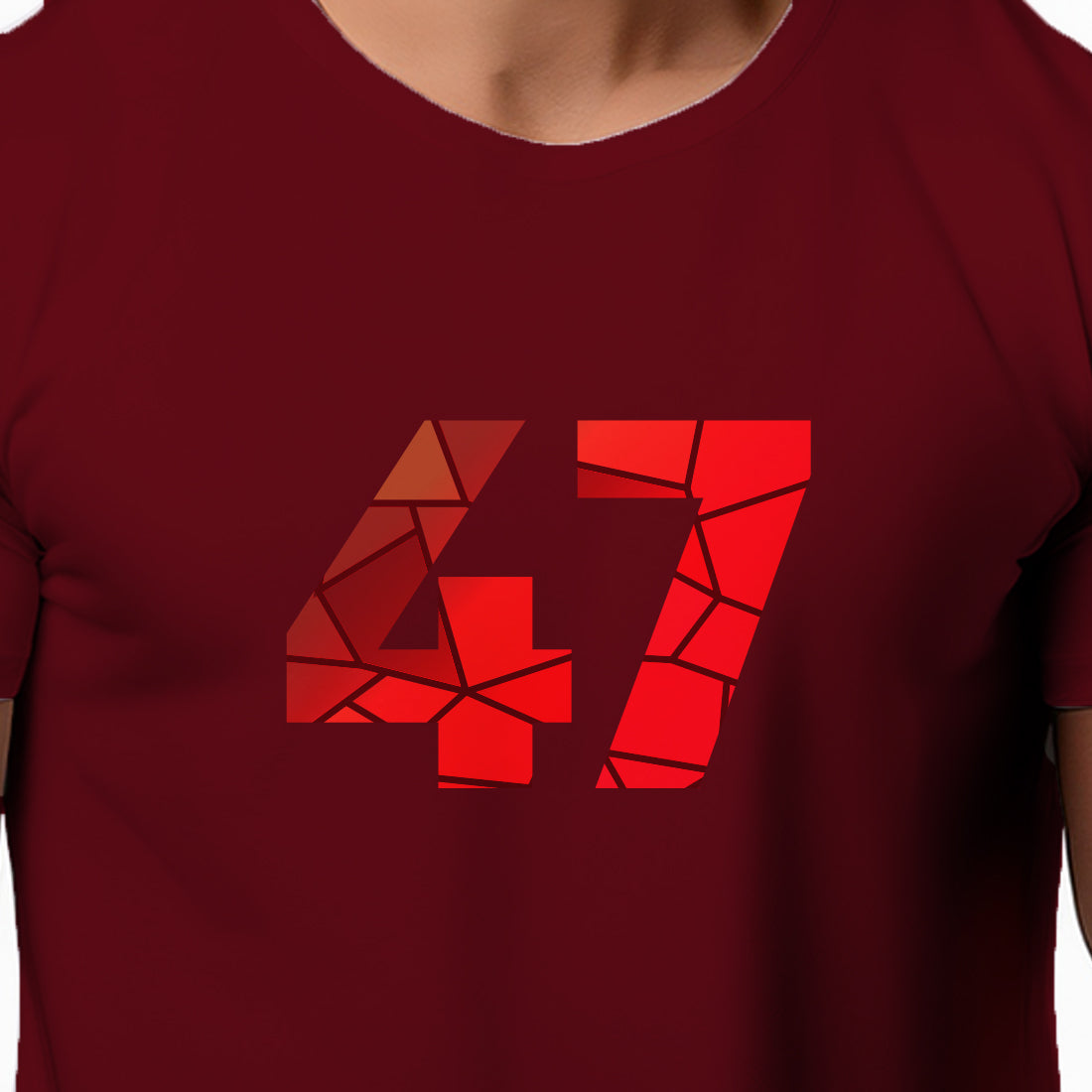 47 Number Men Unisex T-Shirt | Custom Number Graphic Tee (Maroon)