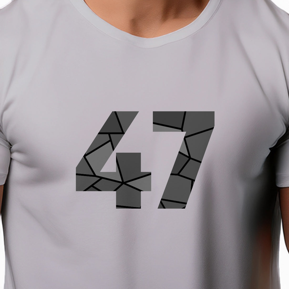 47 Number Men Unisex T-Shirt | Custom Number Graphic Tee (Melange Grey)