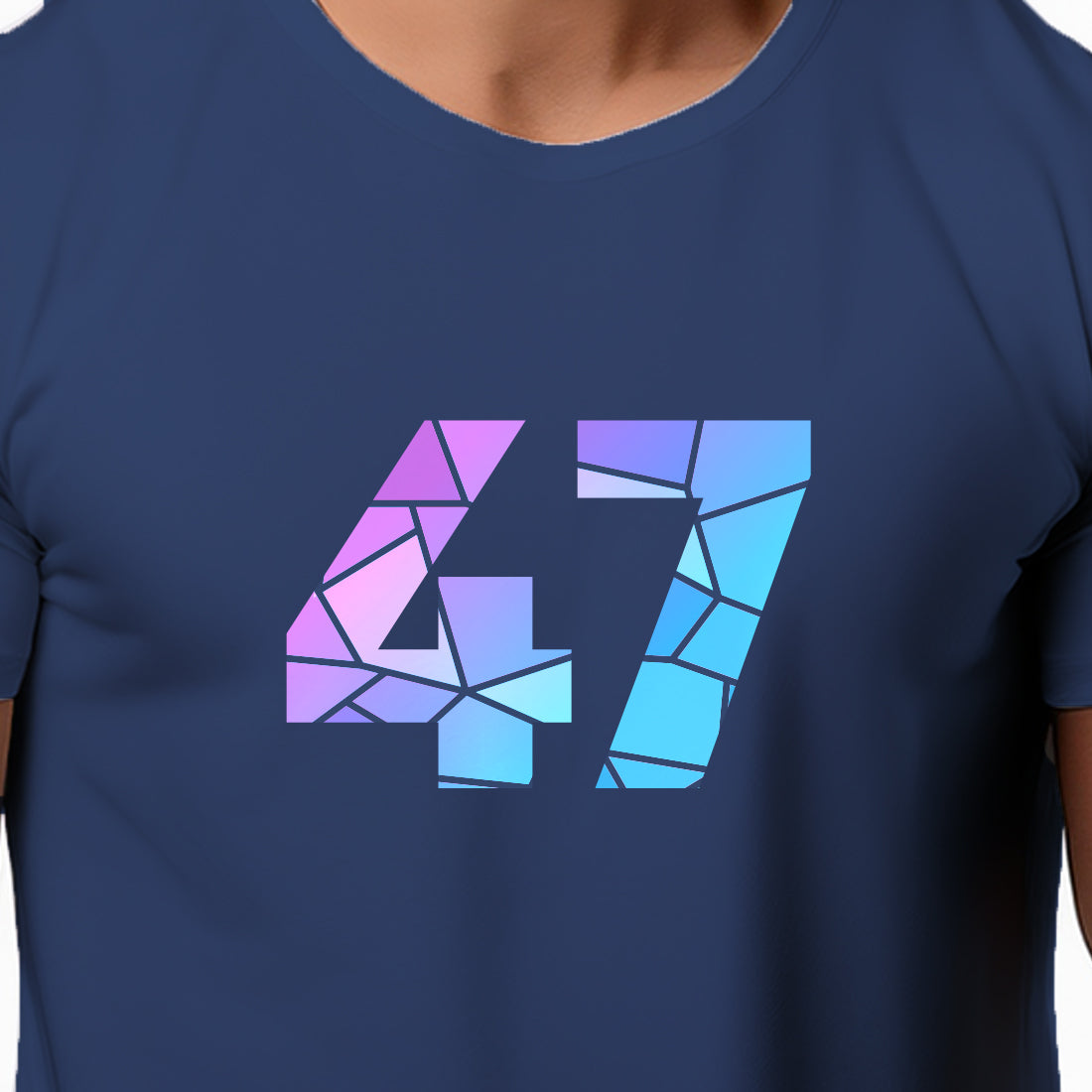 47 Number Men Unisex T-Shirt | Custom Number Graphic Tee (Navy Blue)