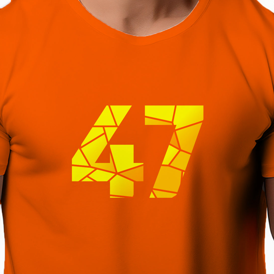 47 Number Men Unisex T-Shirt | Custom Number Graphic Tee (Orange)