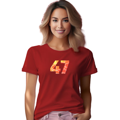 47 Number Women T-Shirt (Red) | Stylish Numeric Graphic Tee