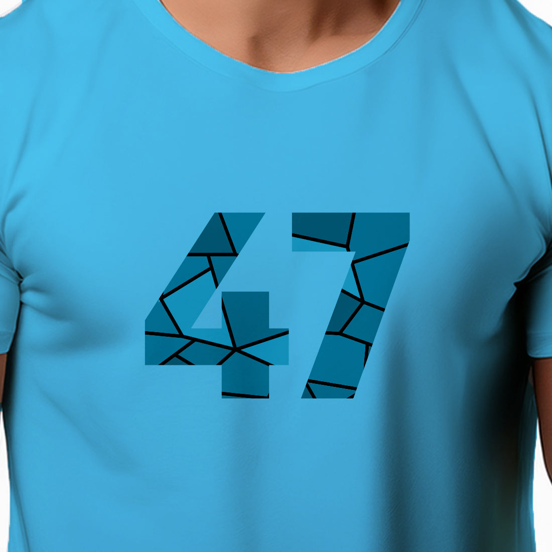 47 Number Men Unisex T-Shirt | Custom Number Graphic Tee (Sky Blue)