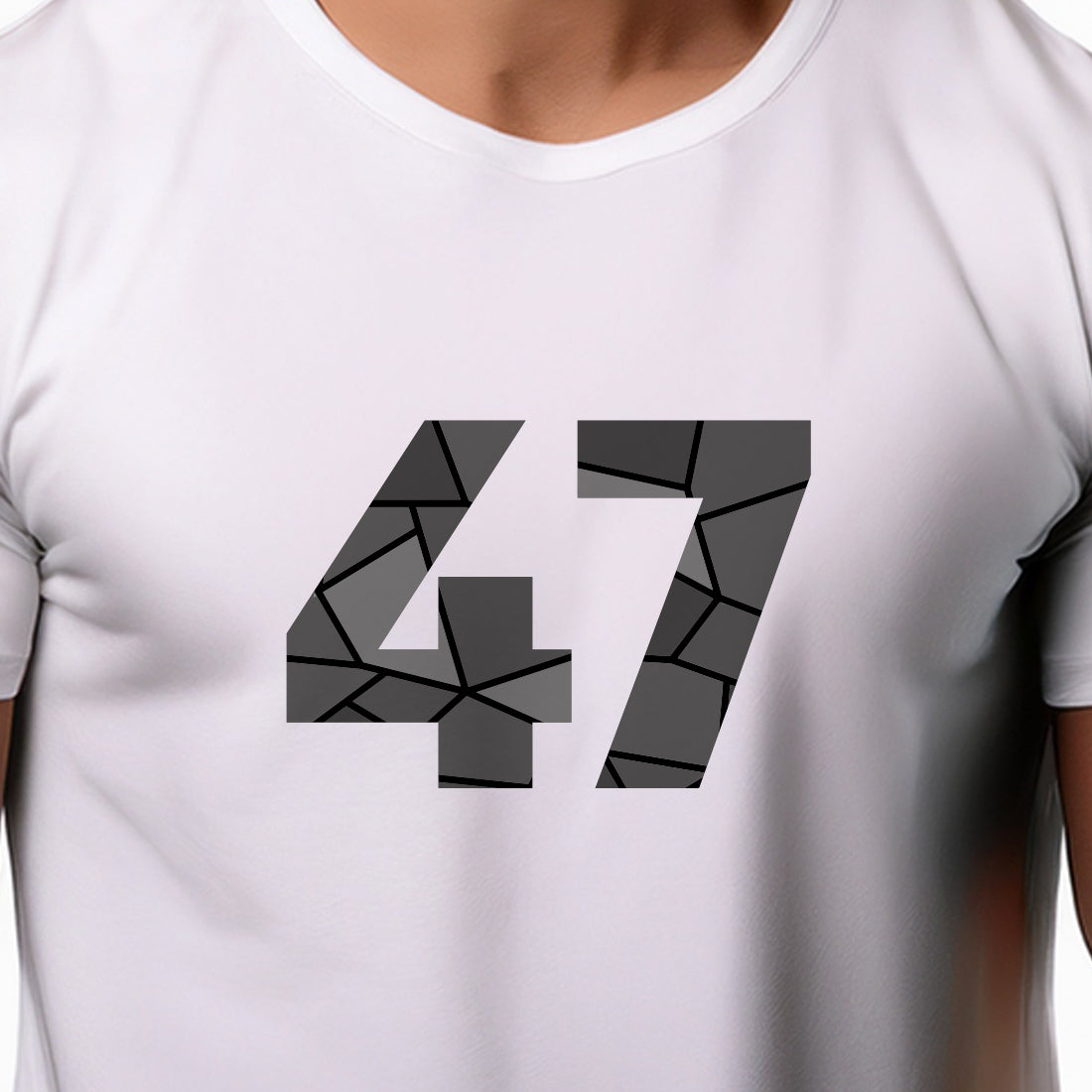 47 Number Men Unisex T-Shirt | Custom Number Graphic Tee (White)