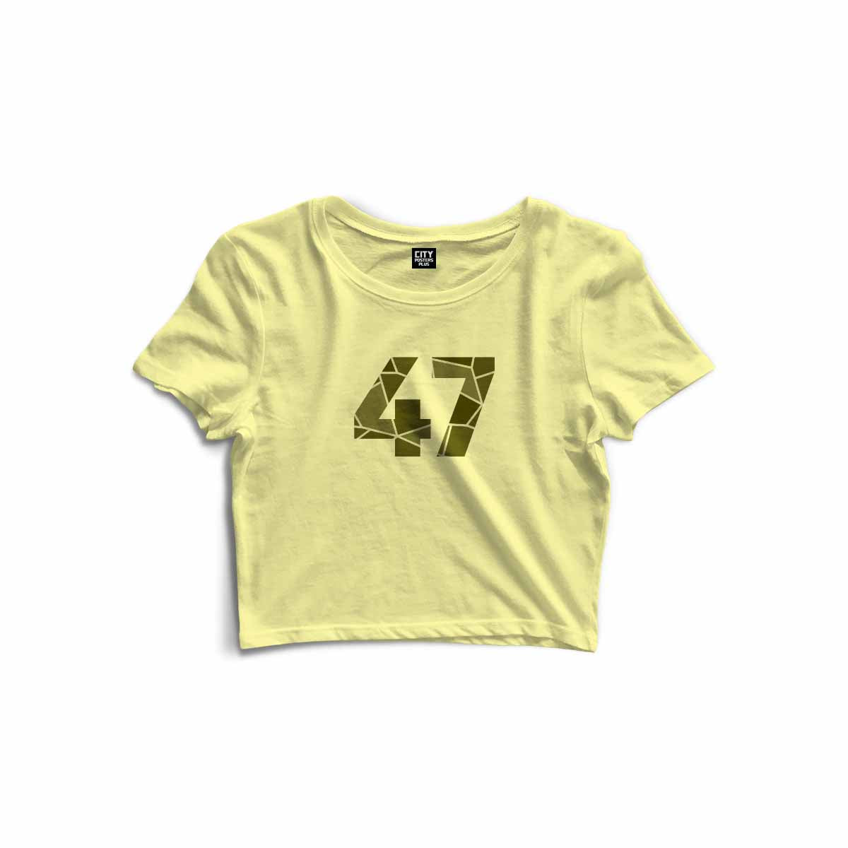 47 Number Women Crop Top (Butter Yellow)