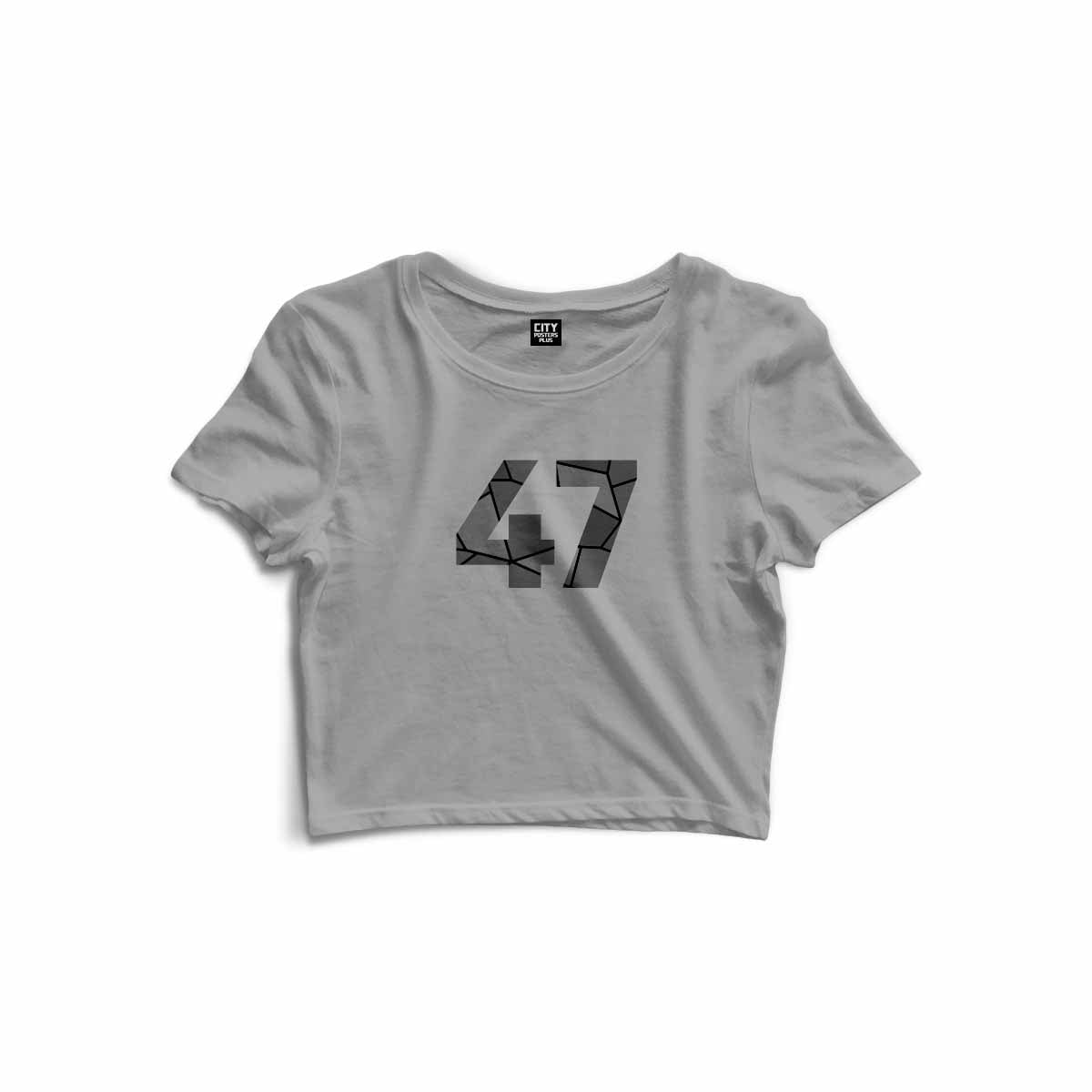 47 Number Women Crop Top (Melange Grey)