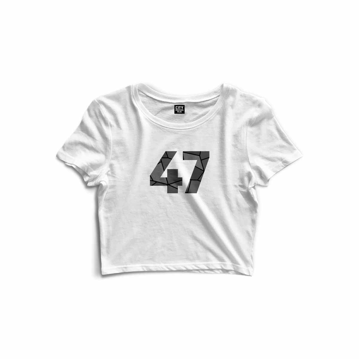 47 Number Women Crop Top (White)