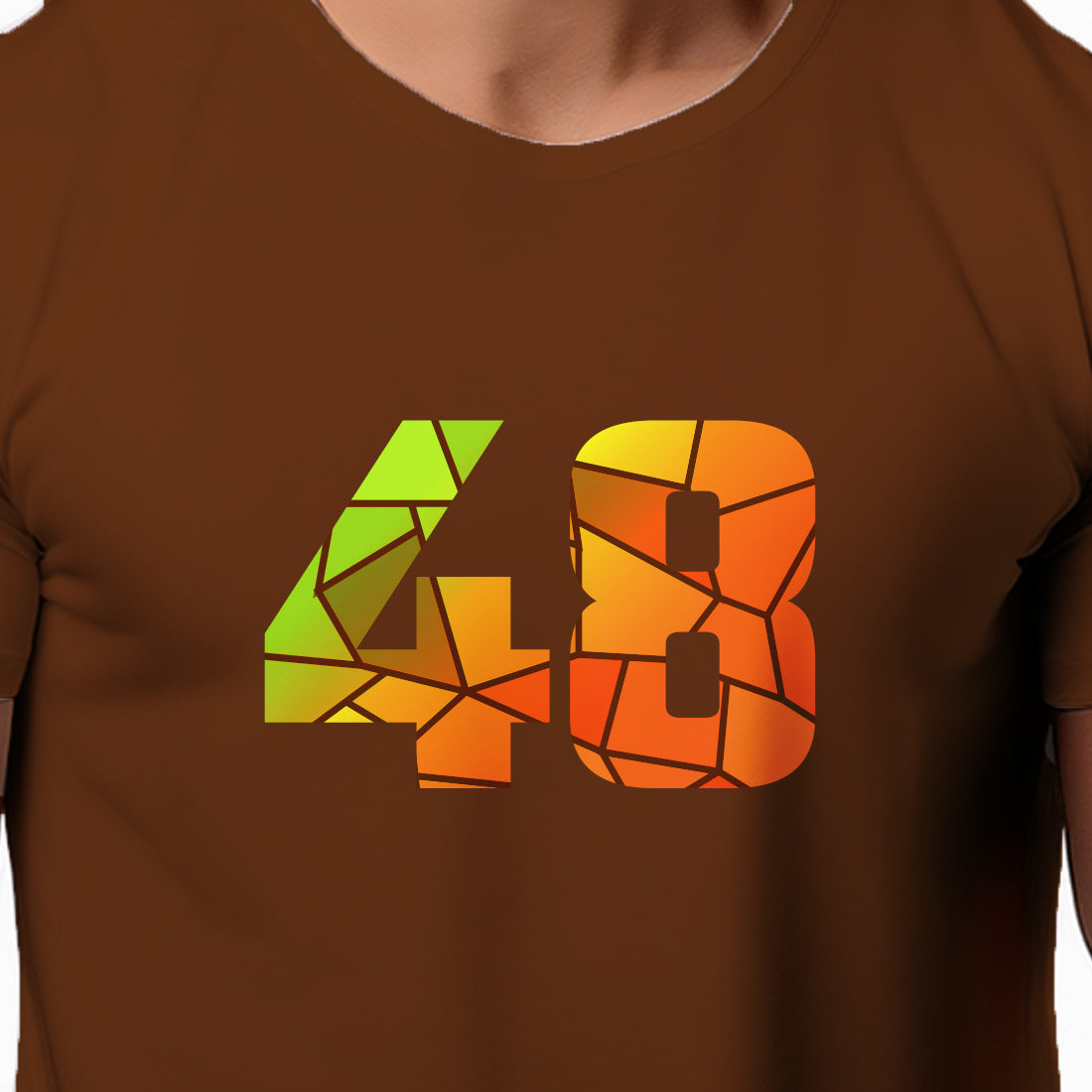 48 Number Men Unisex T-Shirt | Custom Number Graphic Tee (Brown)