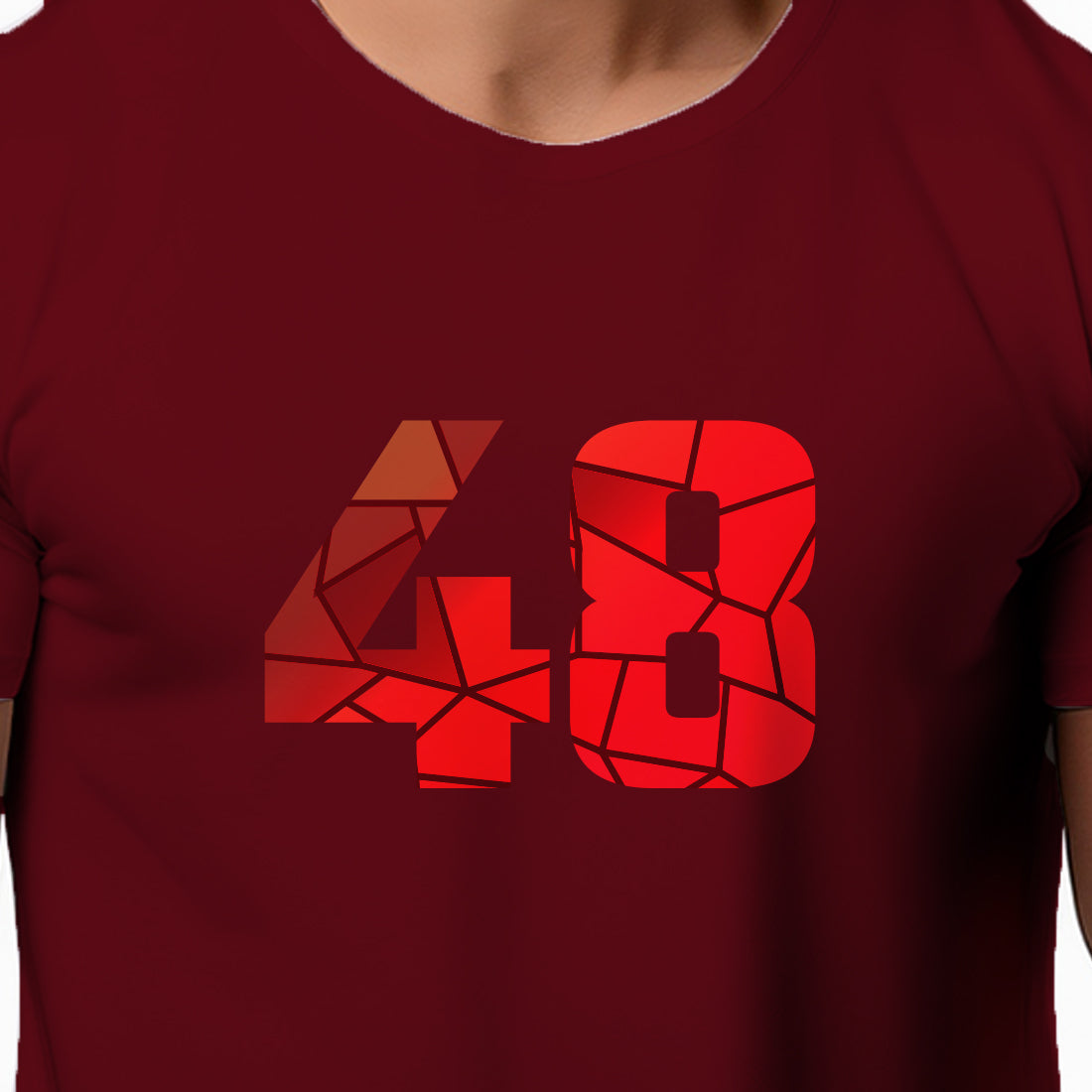 48 Number Men Unisex T-Shirt | Custom Number Graphic Tee (Maroon)