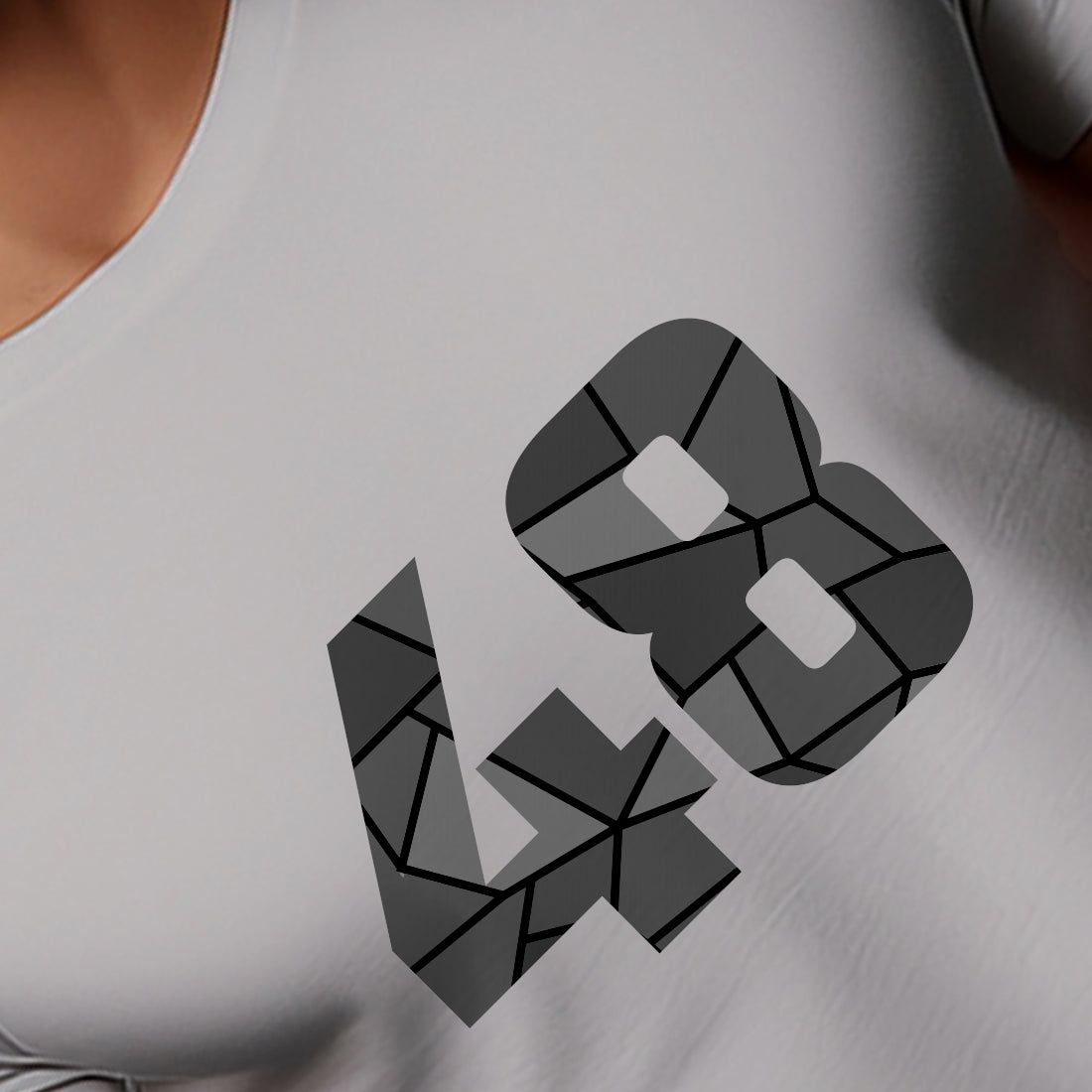 48 Number Men Unisex T-Shirt | Custom Number Graphic Tee (Melange Grey)