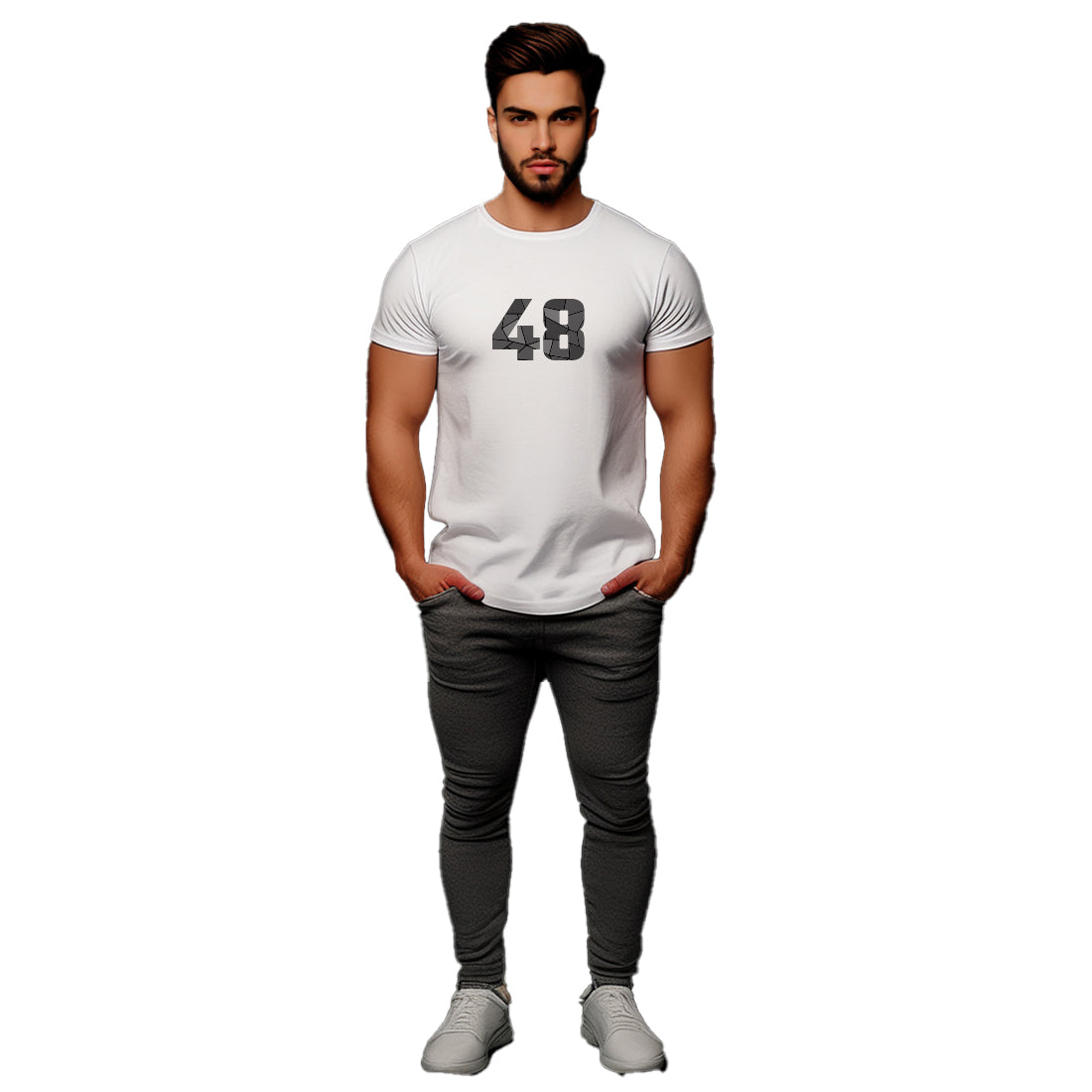 48 Number Men Unisex T-Shirt (White)