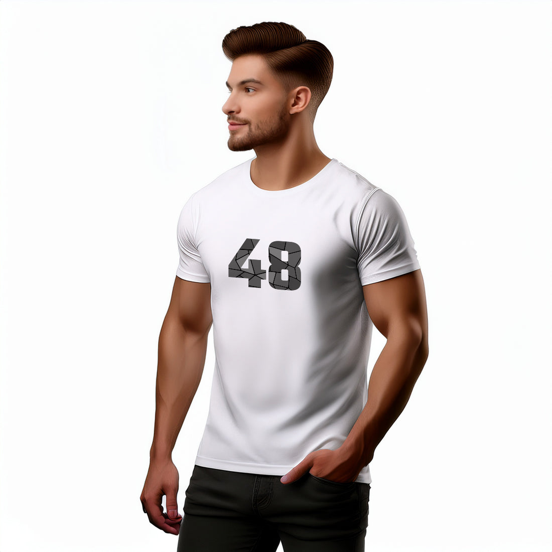 48 Number Men Unisex T-Shirt (White)