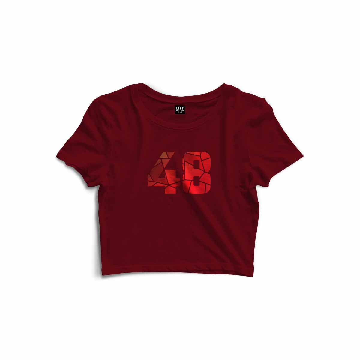 48 Number Women Crop Top (Maroon)