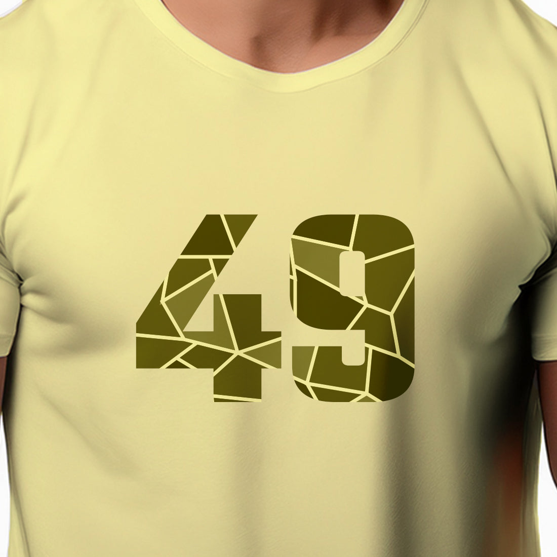 49 Number Men Unisex T-Shirt | Custom Number Graphic Tee (Butter Yellow)