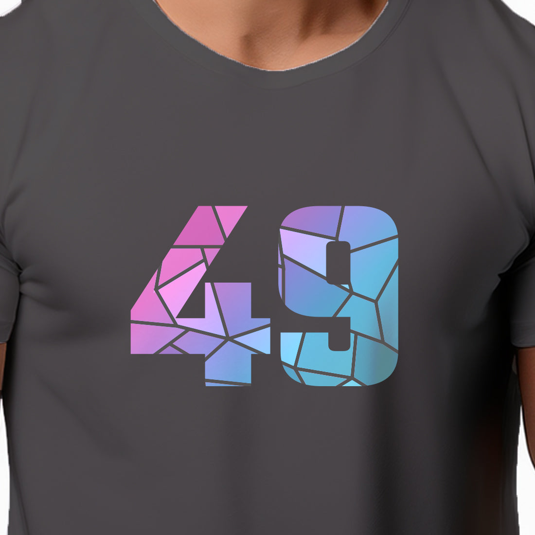 49 Number Men Unisex T-Shirt | Custom Number Graphic Tee (Charcoal Grey)