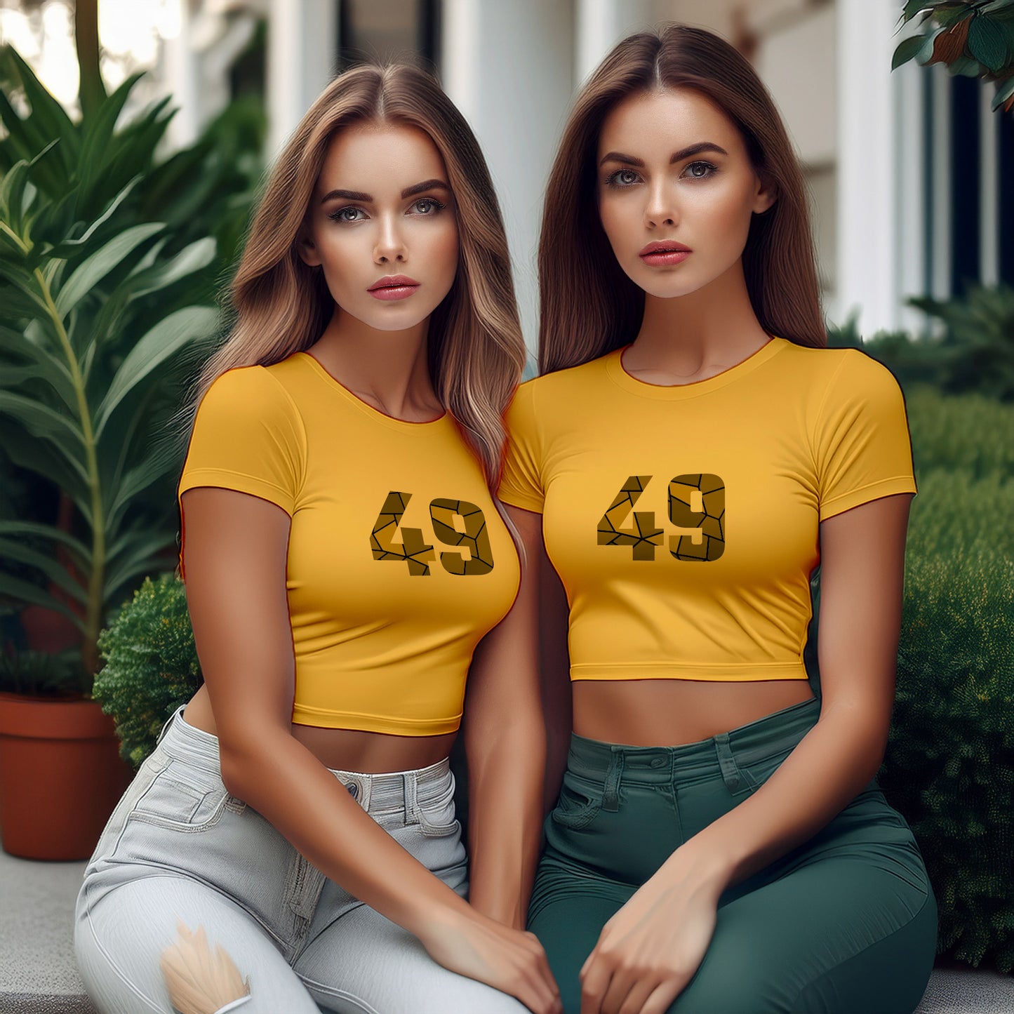 49 Number Women Crop Top (Golden Yellow)