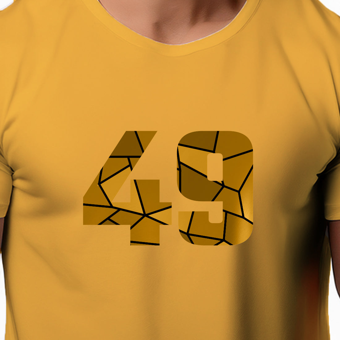 49 Number Men Unisex T-Shirt | Custom Number Graphic Tee (Golden Yellow)