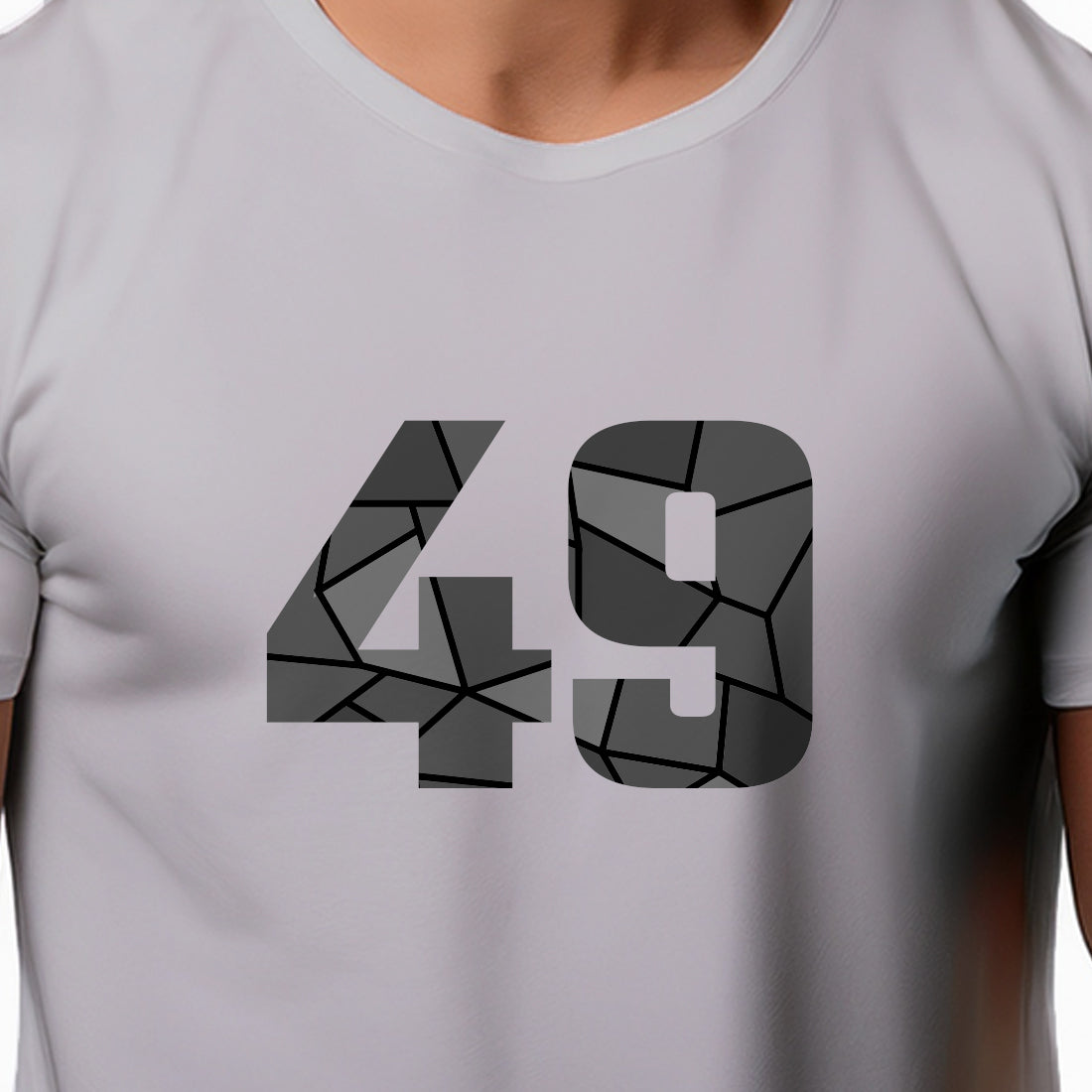 49 Number Men Unisex T-Shirt | Custom Number Graphic Tee (Melange Grey)